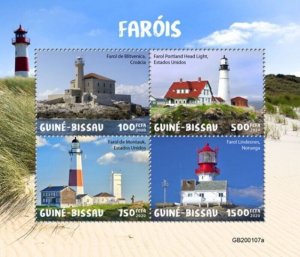 Guinea-Bissau - 2020 Lighthouses on Stamps - 4 Stamp Sheet - GB200107a