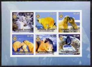 Mauritania 2002 Polar Bears #1 imperf sheetlet containing...