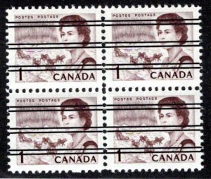 454xxii, Scott, 1c, MNH, NF, DEX, Block of 4, Centennial Definitive, Canada