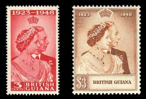 British Guiana #244-245 Cat$24, 1948 Silver Wedding, set of two, hinged