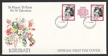 Kiribati, Scott cat. 470. Queen as a Girl Guide. Gutter Pair, First day cover. ^