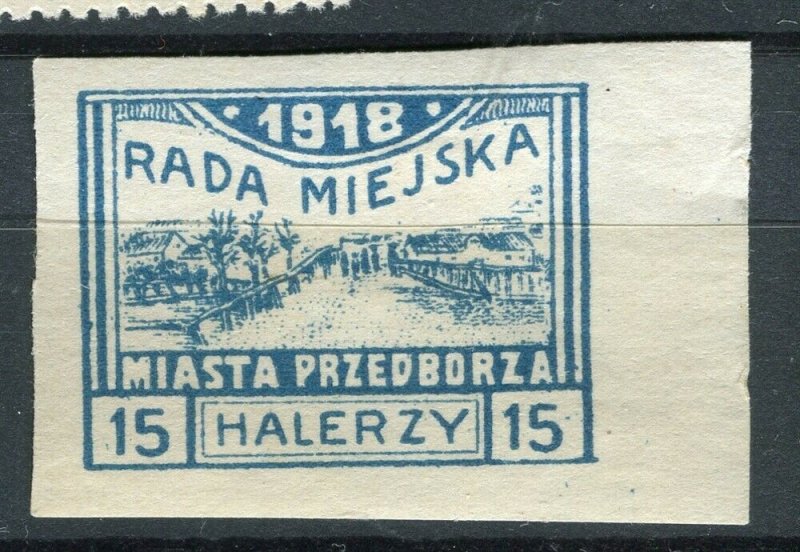 POLAND; 1917-18 early Local issue RADA MIEJSKA mint hinged 15h. IMPERF