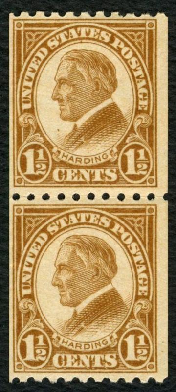 #605 1 1/2c Harding, Coil Pair-Fine, Mint NH OG **ANY 4=FREE SHIPPING**