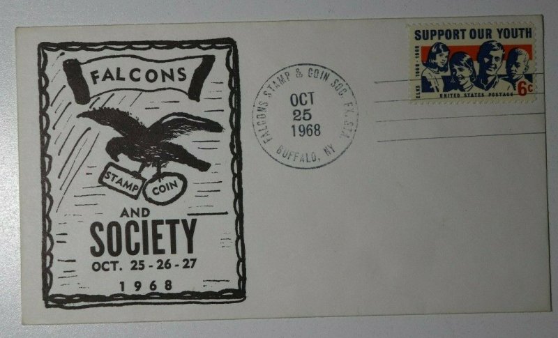 Falcons Stamp & Coin Society Buffalo NY 1968 Philatelic Expo Cachet Cover