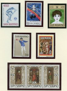 SAN MARINO SELECTION OF 1986  ISSUES  MINT  NEVER   HINGED-SCOTT VALUE $42.10 