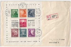 1938 Budapest, HUngary to Wien, Switzerland Registered FDC (56110)