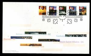 Canada-Sc#2076-80-stamps on FDC-Flags over Canada-2004