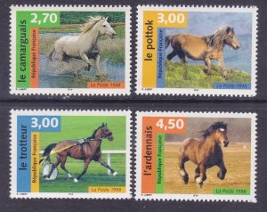 France 2672-75 MNH 1998 Various Types of Horses Full Set Very Fine