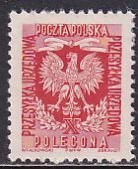 Poland 1954 Sc O31 Red 1.55z Polecona Official Perf 12 x 12.5 Stamp MNH