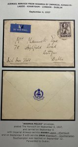 1937 The Harcourt Nigeria Police Airmail Cover To Dublin Ireland By Imperial Air