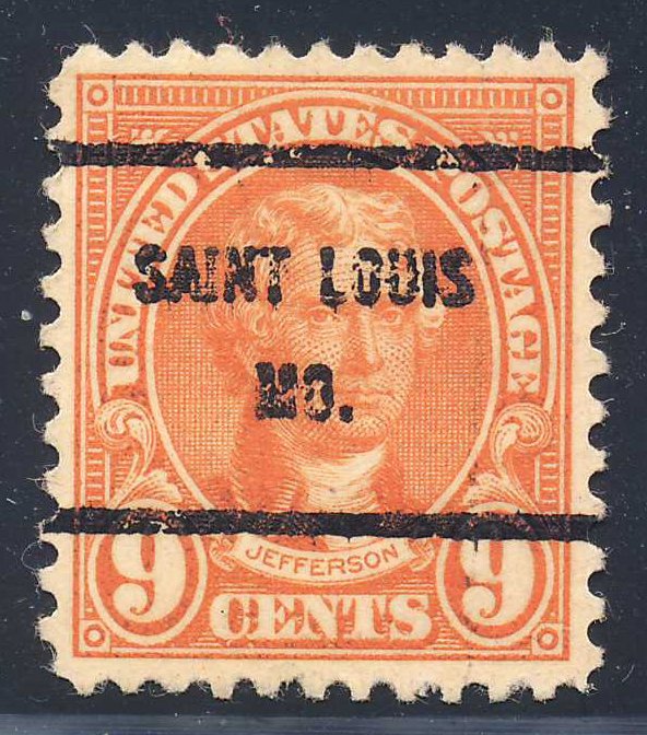 Saint Louis MO, 641-61 Bureau Precancel, 9¢ Jefferson