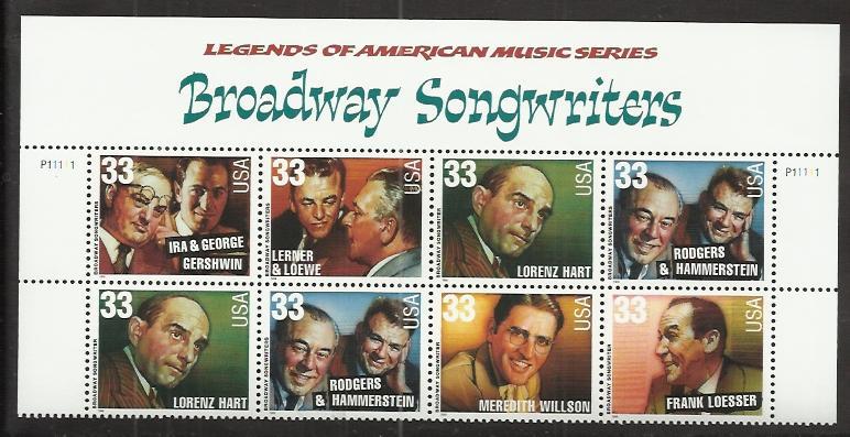 # 3345-3350 MINT NEVER HINGED BROADWAY SONGWRITERS