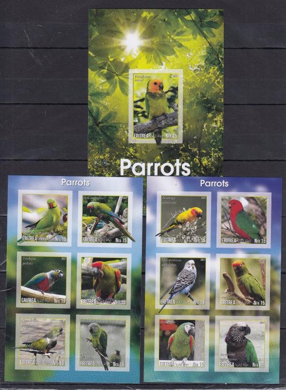 3pcs Nature  Animals Birds Parrots  Imperf. - 2017  (private issue) FGA