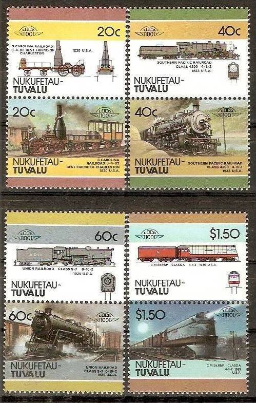 Tuvalu - Nukufetau 1985 Locomotive Railway Train Transport 8v MNH ++ 3374