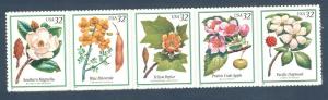 3193-97 Flowering Trees Strip Of 5 Mint/nh FREE SHIPPING