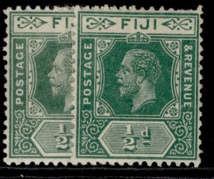 FIJI GV SG126 + 126b, ½d SHADE VARIETIES, M MINT.