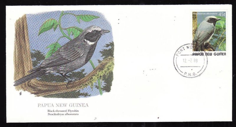 Flora & Fauna of the World #203b-Papua New Guinea-Birds-Blue-capped Ifrit-FDC wi