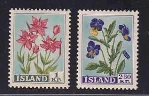 Iceland   #309-310   MNH   1958    willow herb  parsley