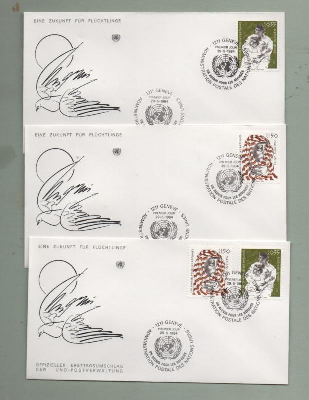 UN Geneva Scott# 121-127  1984 FDC  (10 First Day Covers)