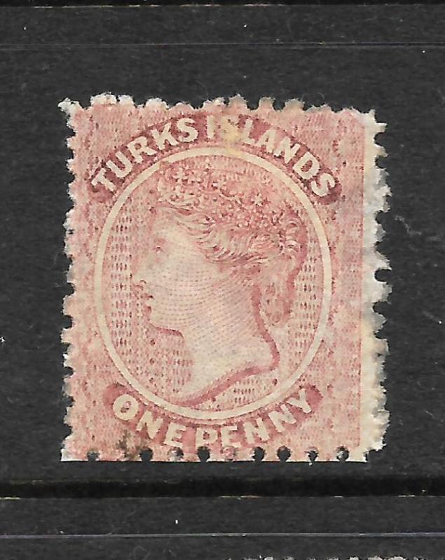 TURKS IS 1867  1d DULL ROSE QV  MNG SG 1