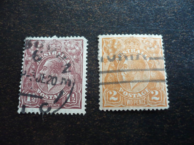 Stamps - Australia - Scott# 24, 27a - Used Part Set of 2 Stamps