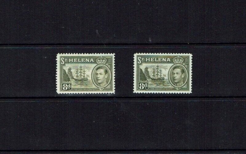 St Helena: 1940/44, King GeorgeVI definitive, 8d, both listed shades, MLH