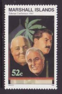 Marshall Islands-Sc#475- id7-unused NH 29c Tehran conference-WWII-1993-5-