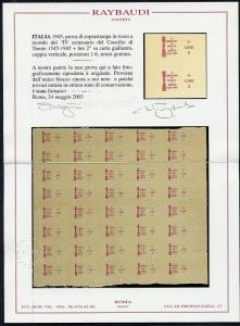 ITALY 1945 TRENT COUNCIL SURCHARGE PROOF PAIR ON YELLOW PAPER CAT 20,000 EUROS