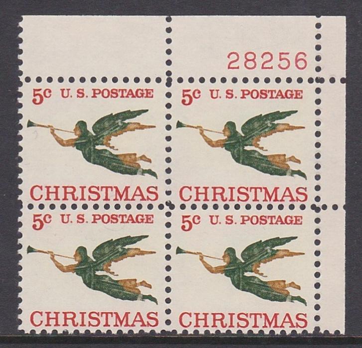 US 1276 Christmas Plate Block MNH 