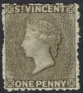 ST VINCENT 1881 QV 1D DRAB WMK SMALL STAR ROUGH PERF 11-12½