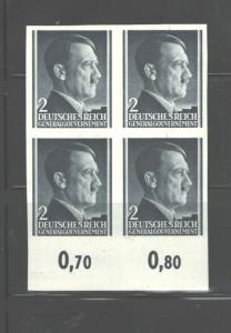 POLAND GENERAL GOVERNMENT,IMPERFORATED,1941-,43,Scott #N76,(2xMH + 2xMNH)
