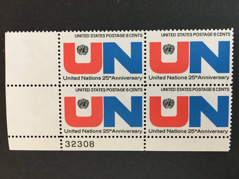 Scott # 1419 United Nations, MNH Plate Block of 4