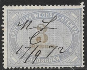 GERMANY 1871 3gr Bill of Exchange Revenue Erler No.AJ19 VFU