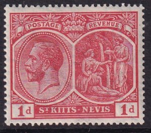 Sc# 38 St Kitts Nevis 1921-29 KGV Medicinal Spring 1p MMH Wmk 4 CV $1.25