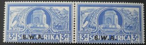 South West Africa 1938 Voortekker Three Pence pair SG 108 mint