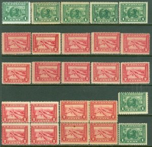 EDW1949SELL : USA 1913 Scott #397(5x), 398(18x), 401(2x) Mint. Catalog $411.00.