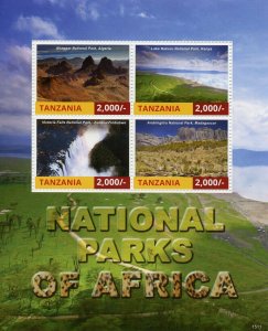 Tanzania Stamps 2015 MNH National Parks of Africa Landscapes Tourism 4v M/S I