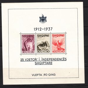 ALBANIA Sc 280 NH SOUVENIR SHEET of 1937 - INDEPENDENCE