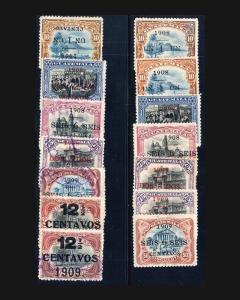 VINTAGE: GUATEMALA 1908 BOTH 50C  SCOTT # 133-39 AST $ 144.05 LOT # GUAL908Z