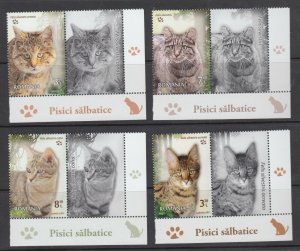 Romania 2014 STAMPS Wild cats felines nature sheets MNH POST LABELS