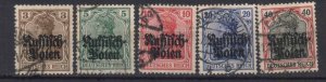 POLAND STAMPS, GERMAN OCCUPATION 1915, Sc.#N1-N5. USED