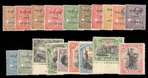 Malta #148-166 Cat$248.50, 1928 Postage and Revenue, complete set, mostly lig...