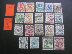 AUSTRIA 1925-32 USED  SC 303-324 SET XF $22 (205)