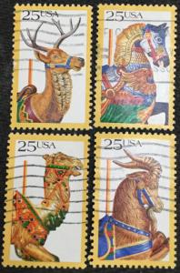 US #2390-2393 Used Singles (4) Carousel Animals SCV $.80 L3