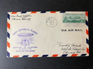 1933 USA # C18 Graf Zeppelin Cover Akron OH to Chicago IL Century of Progress