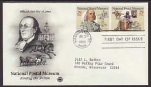 US Postal Museum 1993 PCS Typed FDC BIN