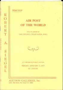 Air Post of the World, sold by the order of Coe College, ...