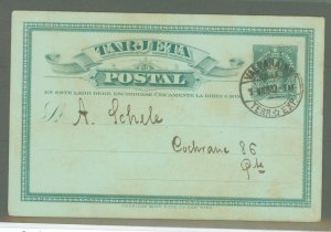 Chile  1903 1c deep green on bluish green. Used Valparaiso, German club Notice minor soiling