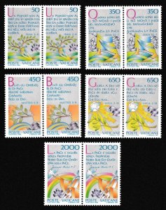 Vatican Intl Peace Year 5v in pairs 1986 MNH SC#768-772 SG#846-850