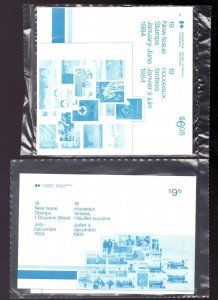 Pristene : 1984 Canada Post (2)semi-quarterly packs in original plastic wrappers